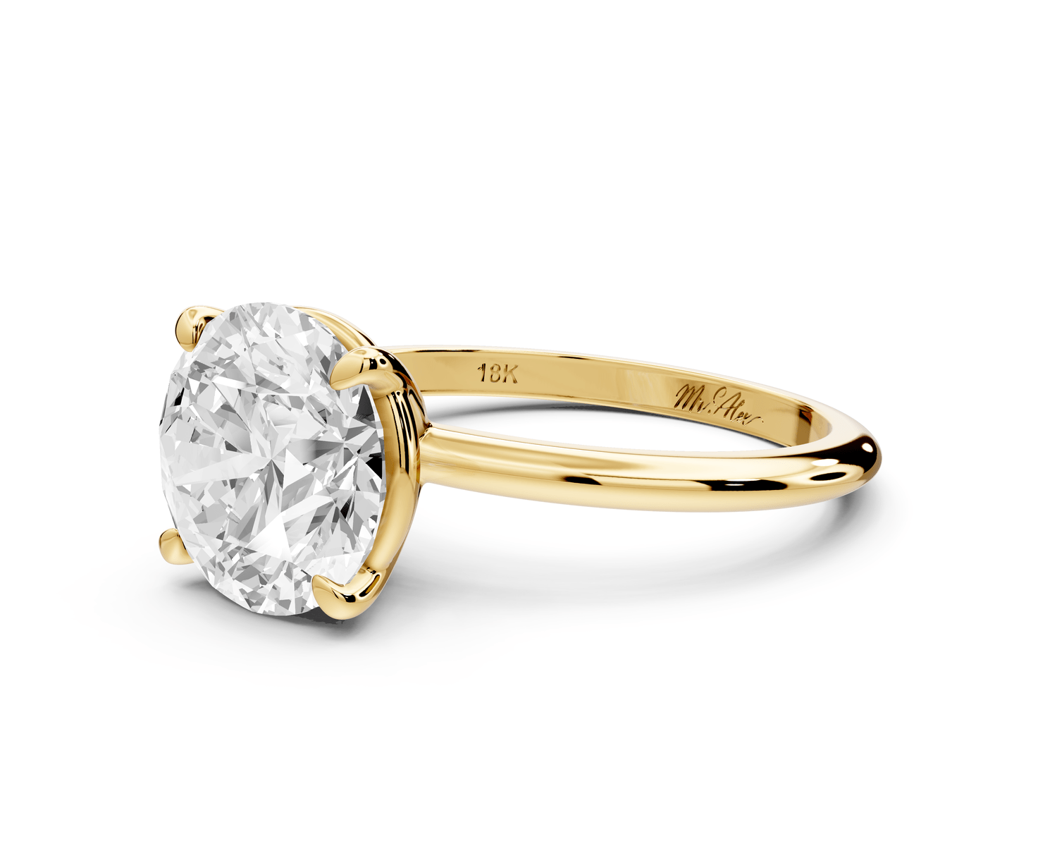 Odessa - 3ct round Engagement Ring 18k yellow gold - Mr. Alex Jewelry