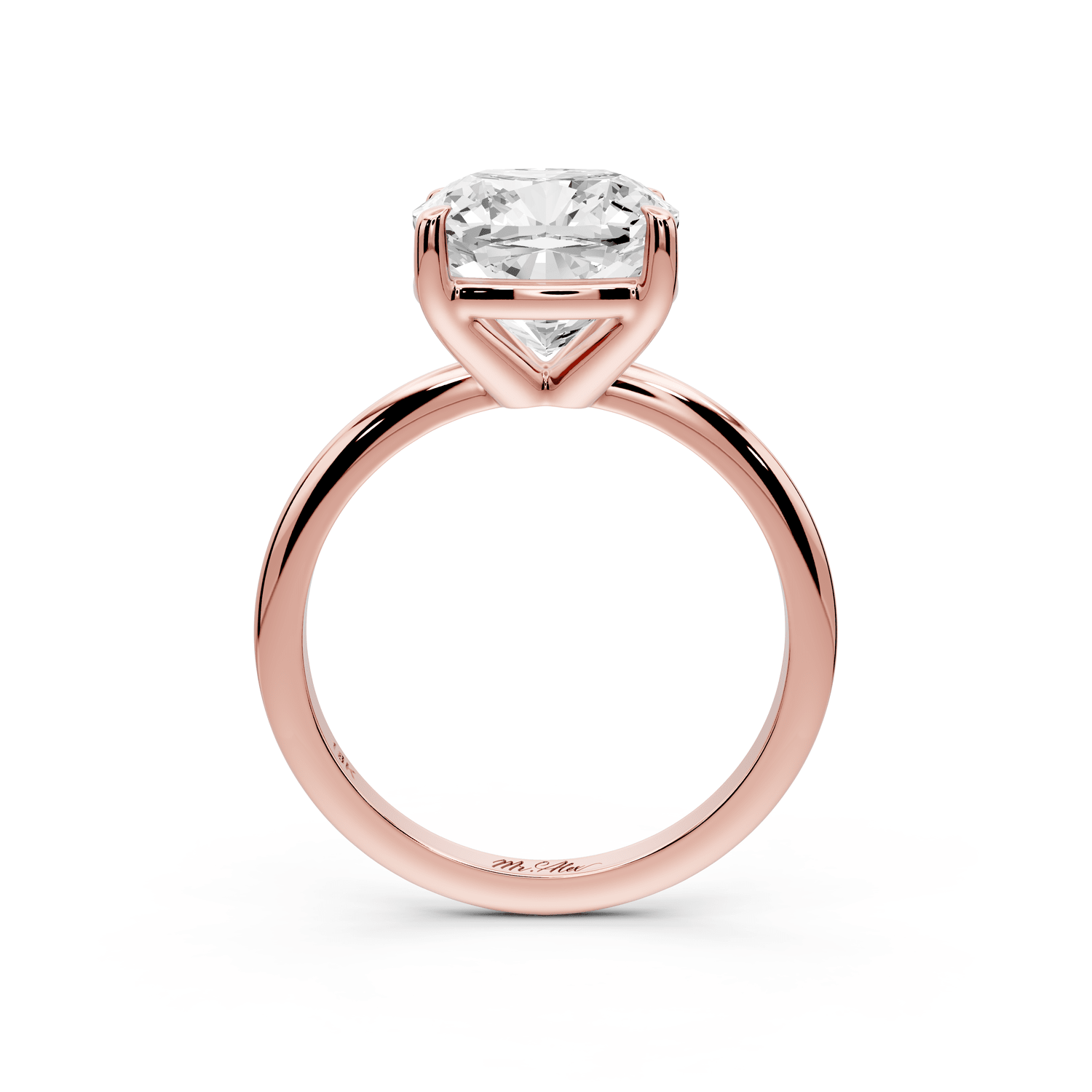 Odessa - 4ct 14k rose gold cushion Knife Edge Solitaire Engagement Ring - Mr. Alex Jewelry