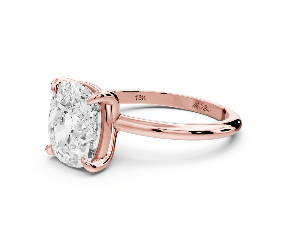Odessa - 4ct 14k rose gold Elongated Cushion Knife Edge Solitaire Engagement Ring - Mr. Alex Jewelry