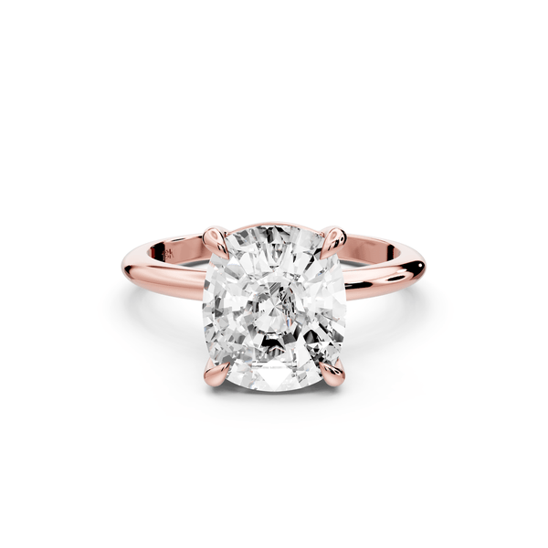 Odessa - 4ct 14k rose gold Elongated Cushion Knife Edge Solitaire Engagement Ring - Mr. Alex Jewelry