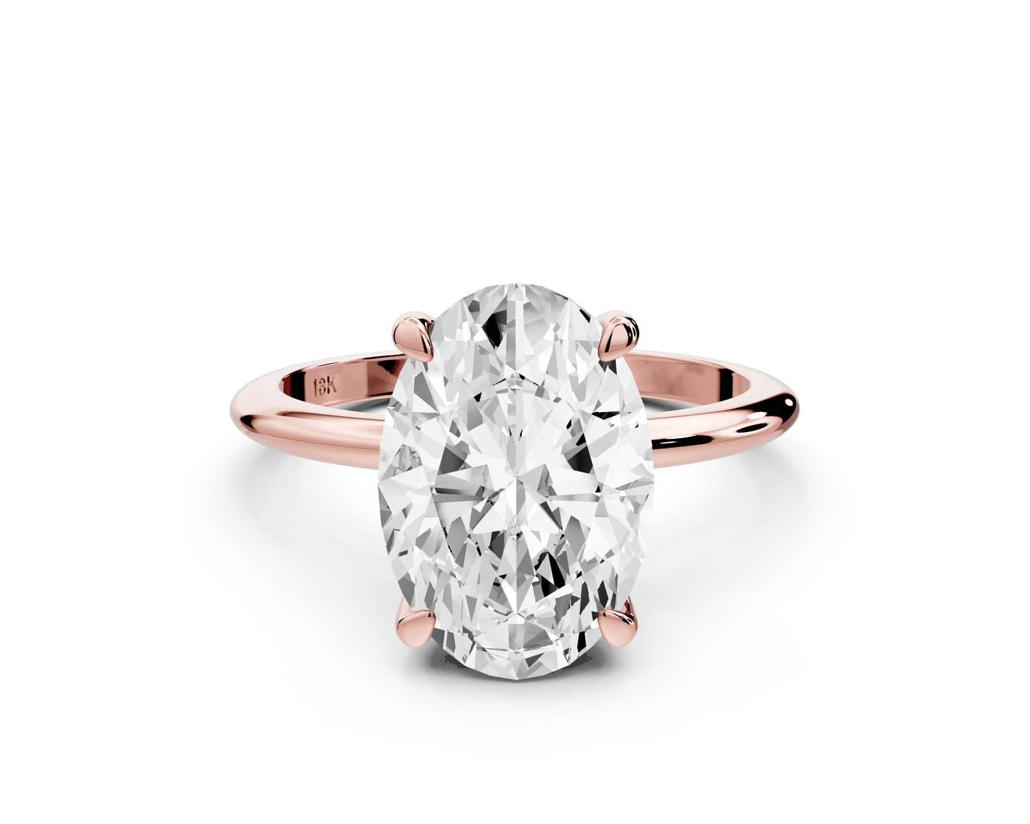 Odessa - 4ct 14k rose gold oval Knife Edge Solitaire Engagement Ring - Mr. Alex Jewelry