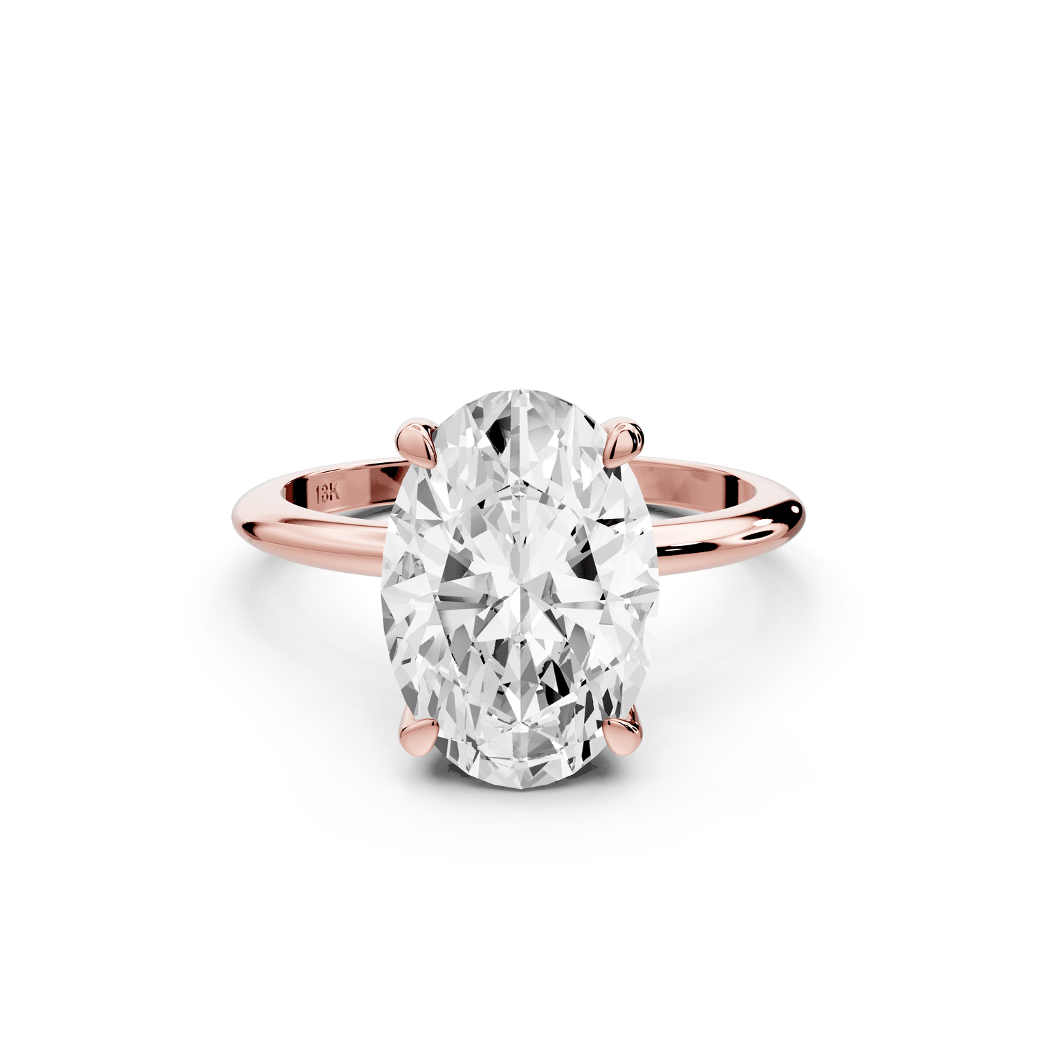 Odessa - 4ct 14k rose gold oval Knife Edge Solitaire Engagement Ring - Mr. Alex Jewelry