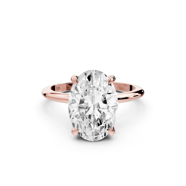 Odessa - 4ct 14k rose gold oval Knife Edge Solitaire Engagement Ring - Mr. Alex Jewelry