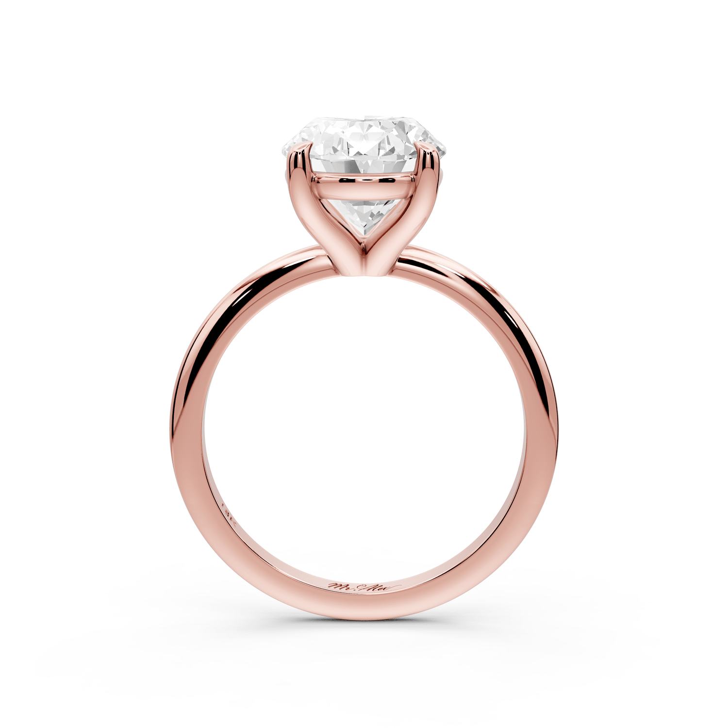 Odessa - 4ct 14k rose gold oval Knife Edge Solitaire Engagement Ring - Mr. Alex Jewelry