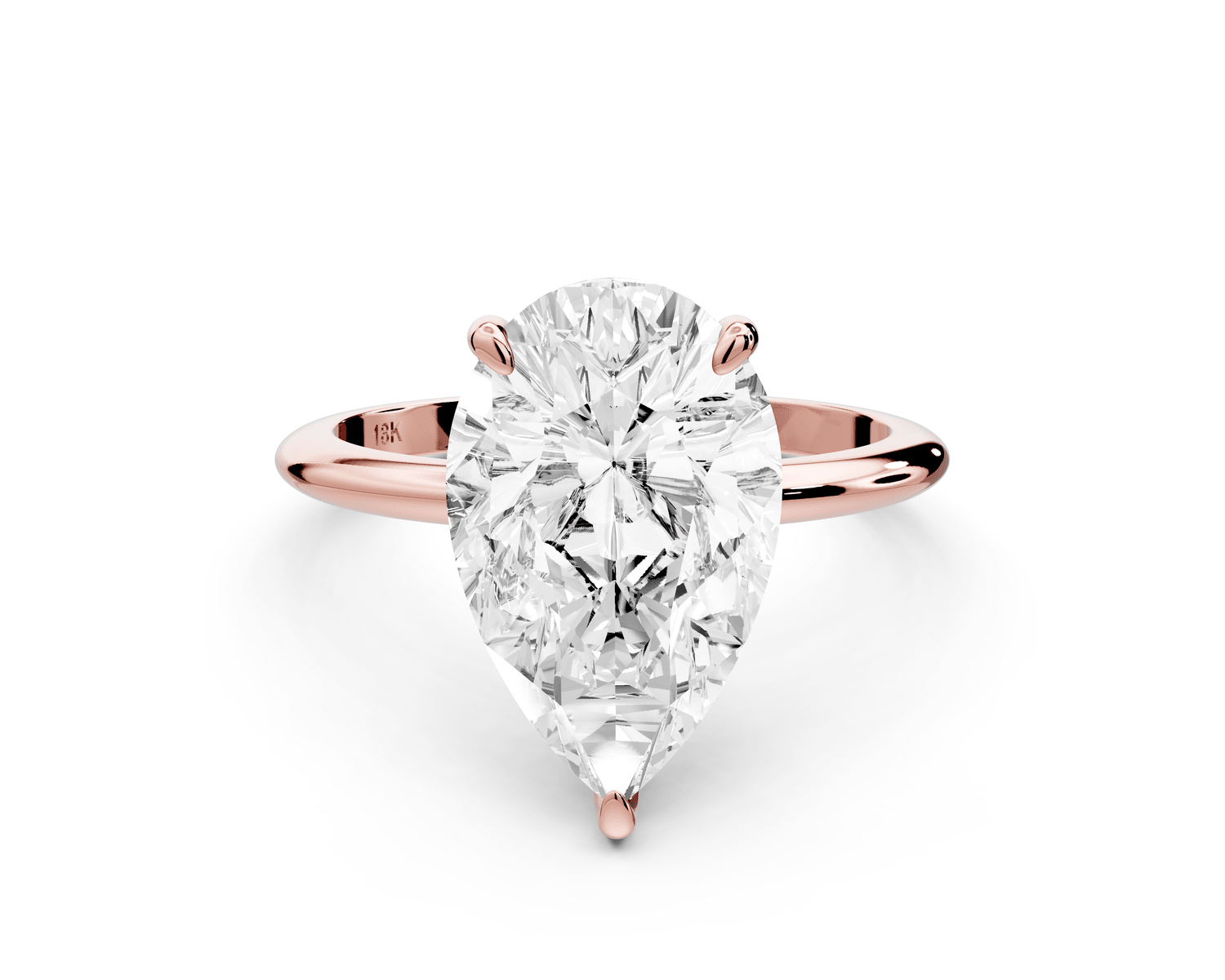 Odessa - 4ct 14k rose gold pear Knife Edge Solitaire Engagement Ring - Mr. Alex Jewelry