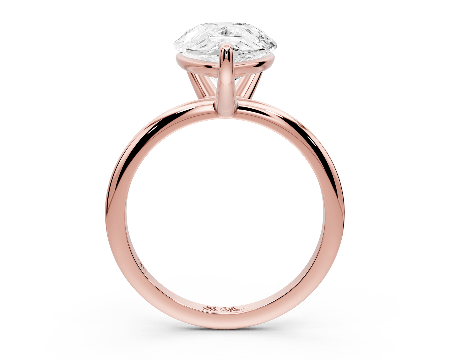 Odessa - 4ct 14k rose gold pear Knife Edge Solitaire Engagement Ring - Mr. Alex Jewelry