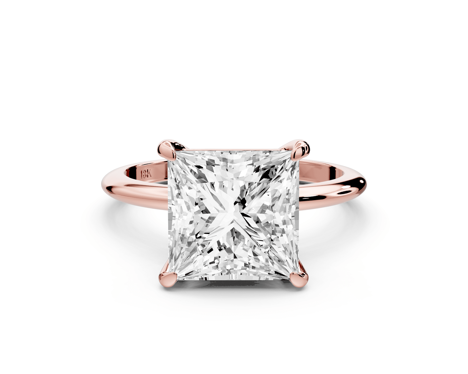 Odessa - 4ct 14k rose gold princess Knife Edge Solitaire Engagement Ring - Mr. Alex Jewelry