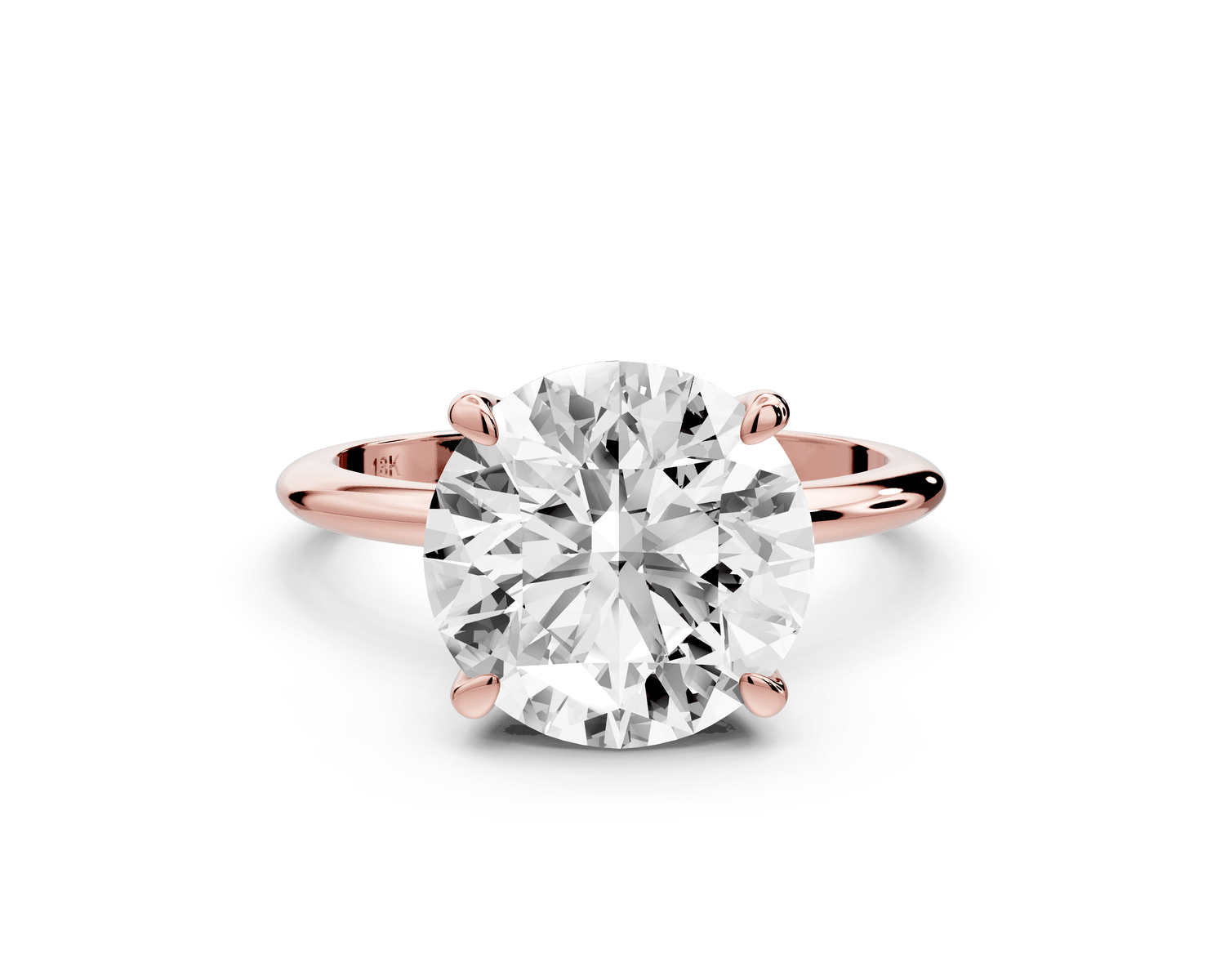 Odessa - 4ct 14k rose gold round Knife Edge Solitaire Engagement Ring - Mr. Alex Jewelry