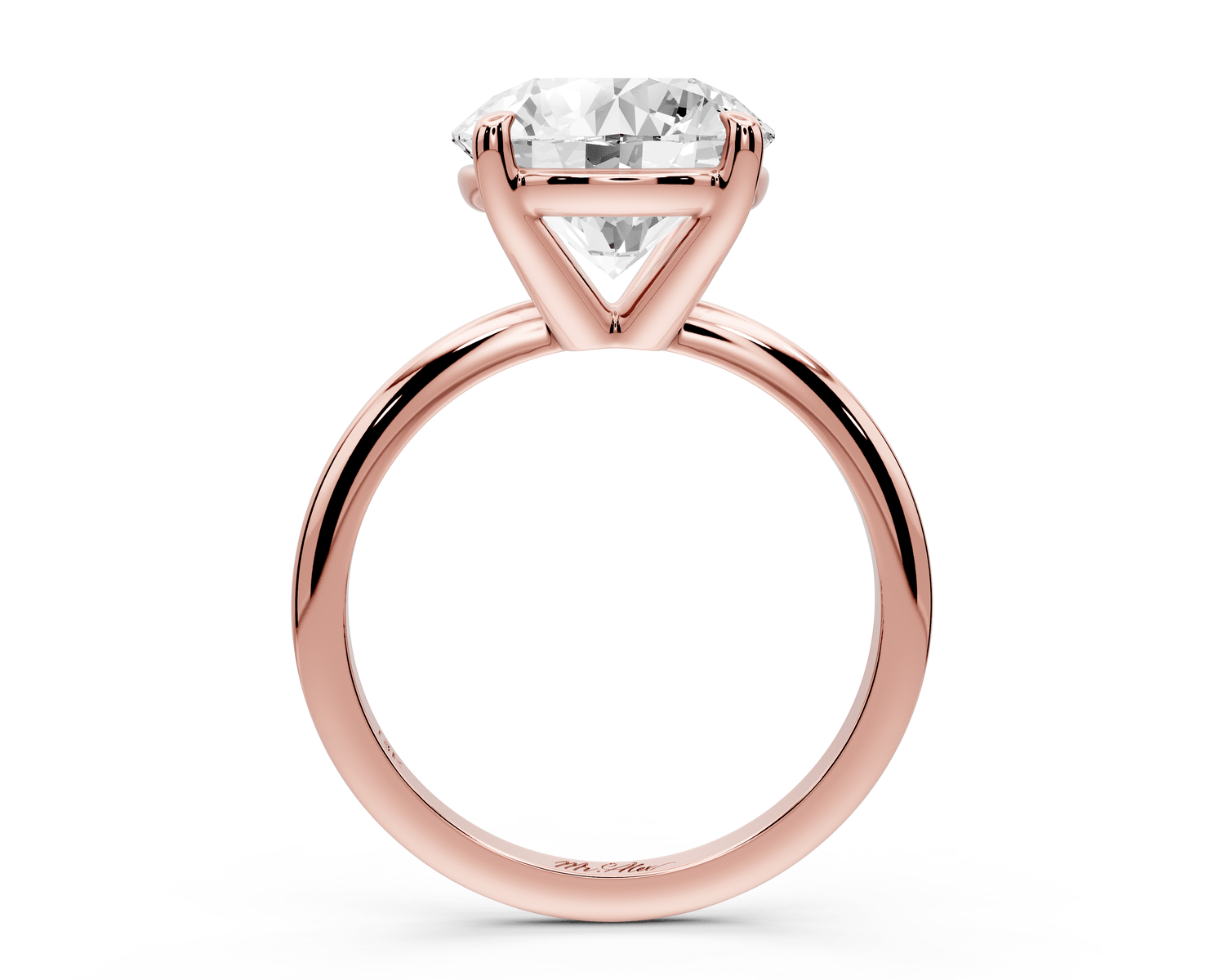 Odessa - 4ct 14k rose gold round Knife Edge Solitaire Engagement Ring - Mr. Alex Jewelry