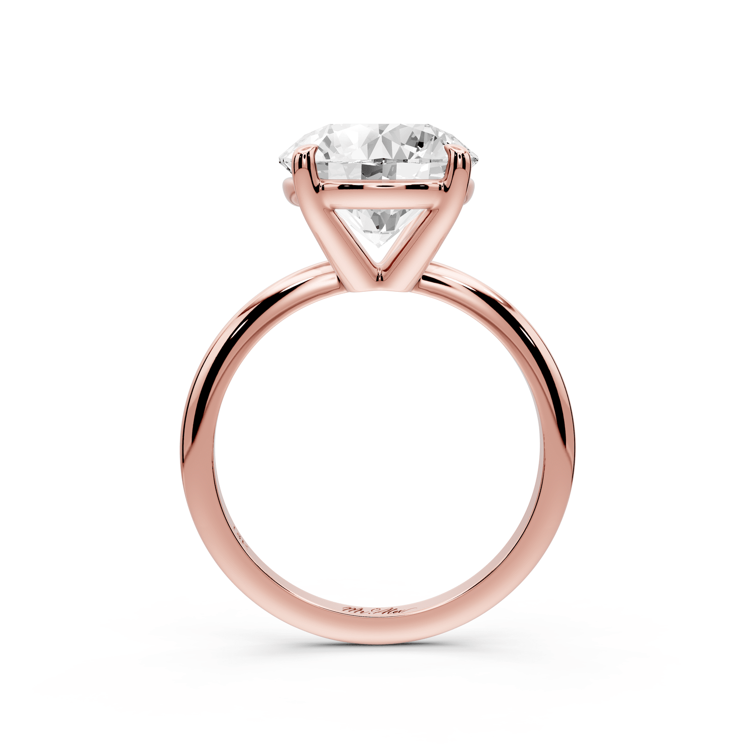 Odessa - 4ct 14k rose gold round Knife Edge Solitaire Engagement Ring - Mr. Alex Jewelry