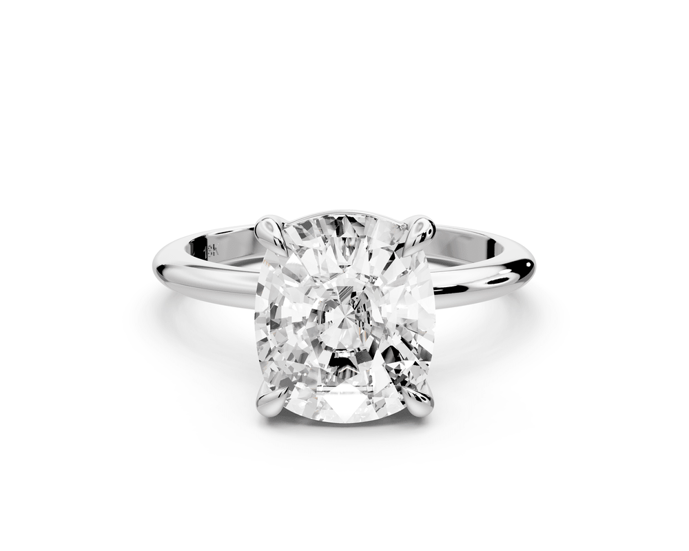 Odessa - 4ct 14k white gold Elongated Cushion Knife Edge Solitaire Engagement Ring - Mr. Alex Jewelry