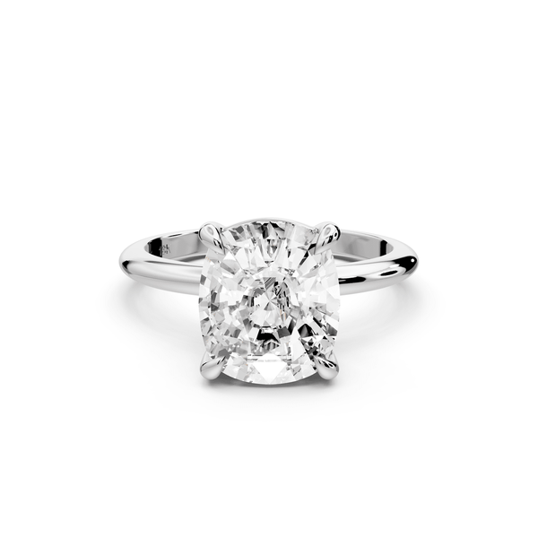 Odessa - 4ct 14k white gold Elongated Cushion Knife Edge Solitaire Engagement Ring - Mr. Alex Jewelry