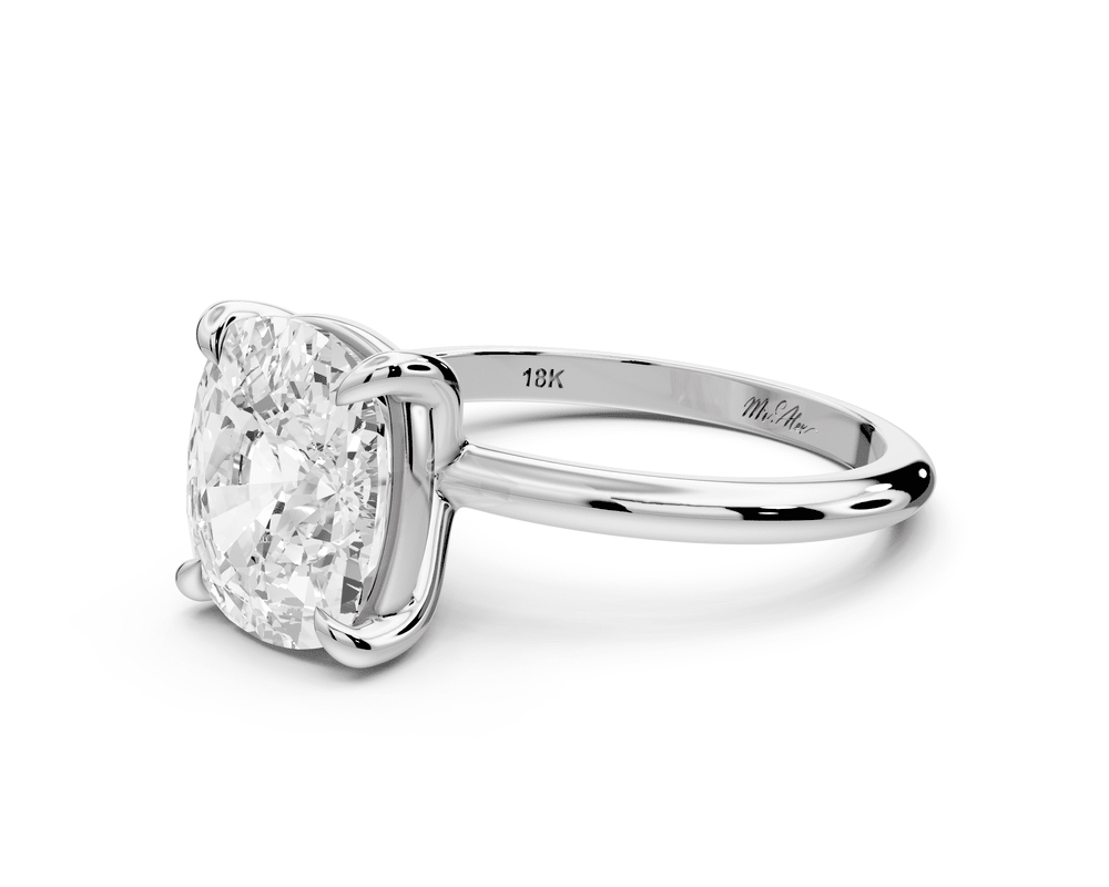 Odessa - 4ct 14k white gold Elongated Cushion Knife Edge Solitaire Engagement Ring - Mr. Alex Jewelry