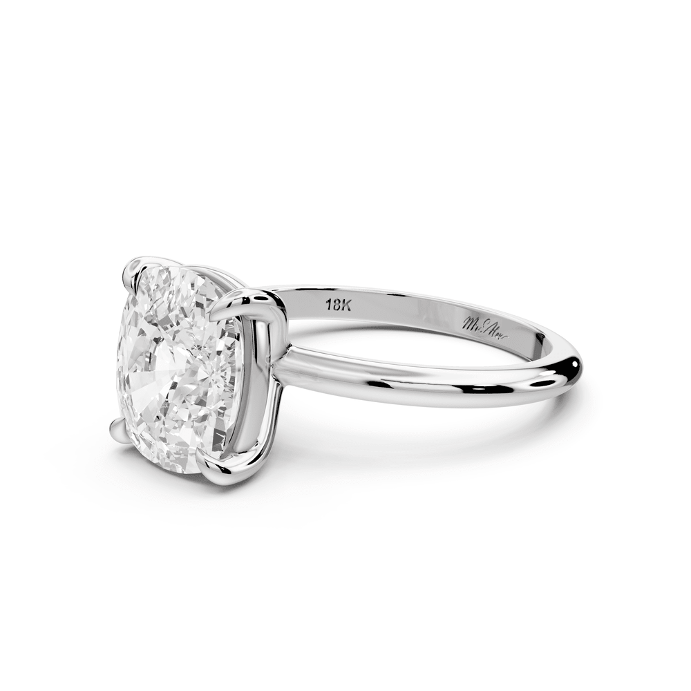 Odessa - 4ct 14k white gold Elongated Cushion Knife Edge Solitaire Engagement Ring - Mr. Alex Jewelry