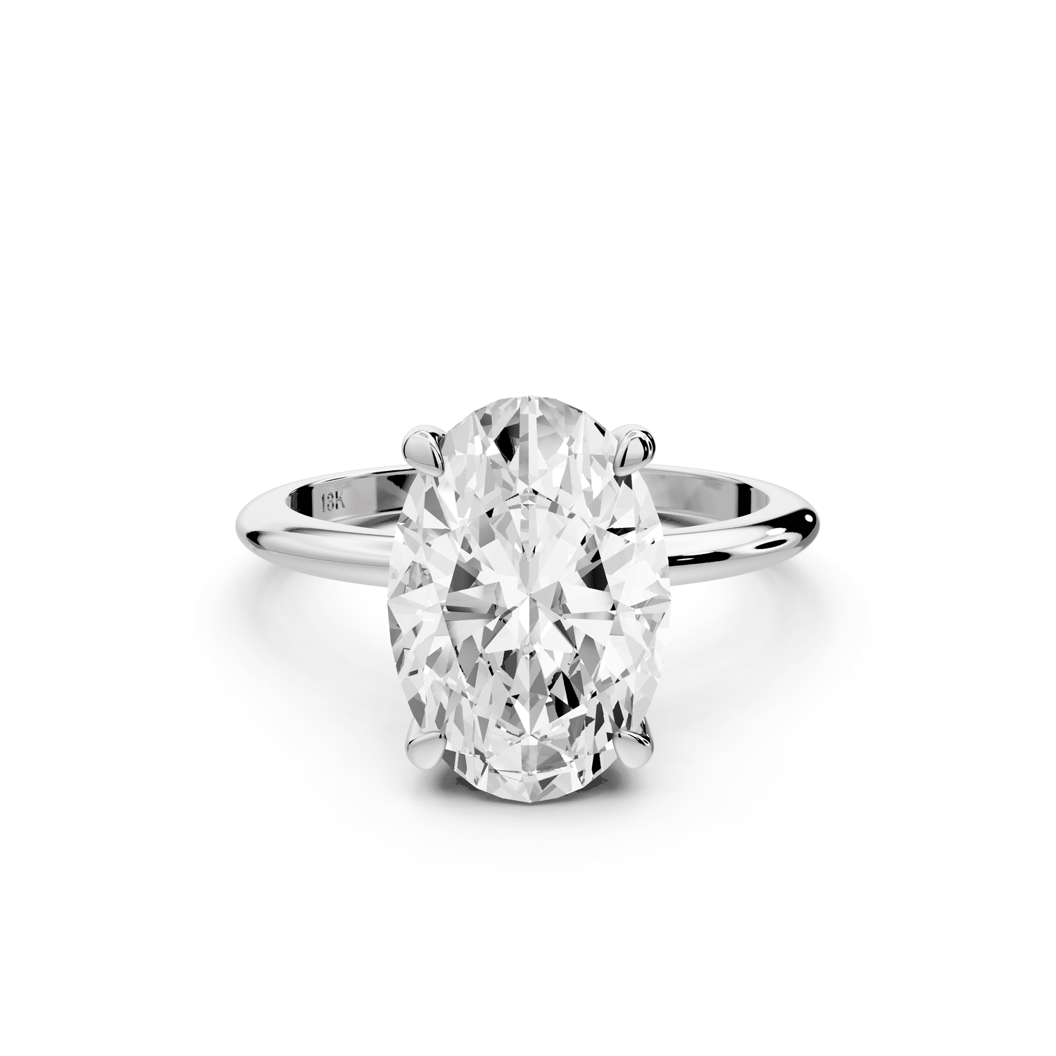 Odessa - 4ct 14k white gold oval Knife Edge Solitaire Engagement Ring - Mr. Alex Jewelry