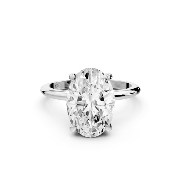 Odessa - 4ct 14k white gold oval Knife Edge Solitaire Engagement Ring - Mr. Alex Jewelry