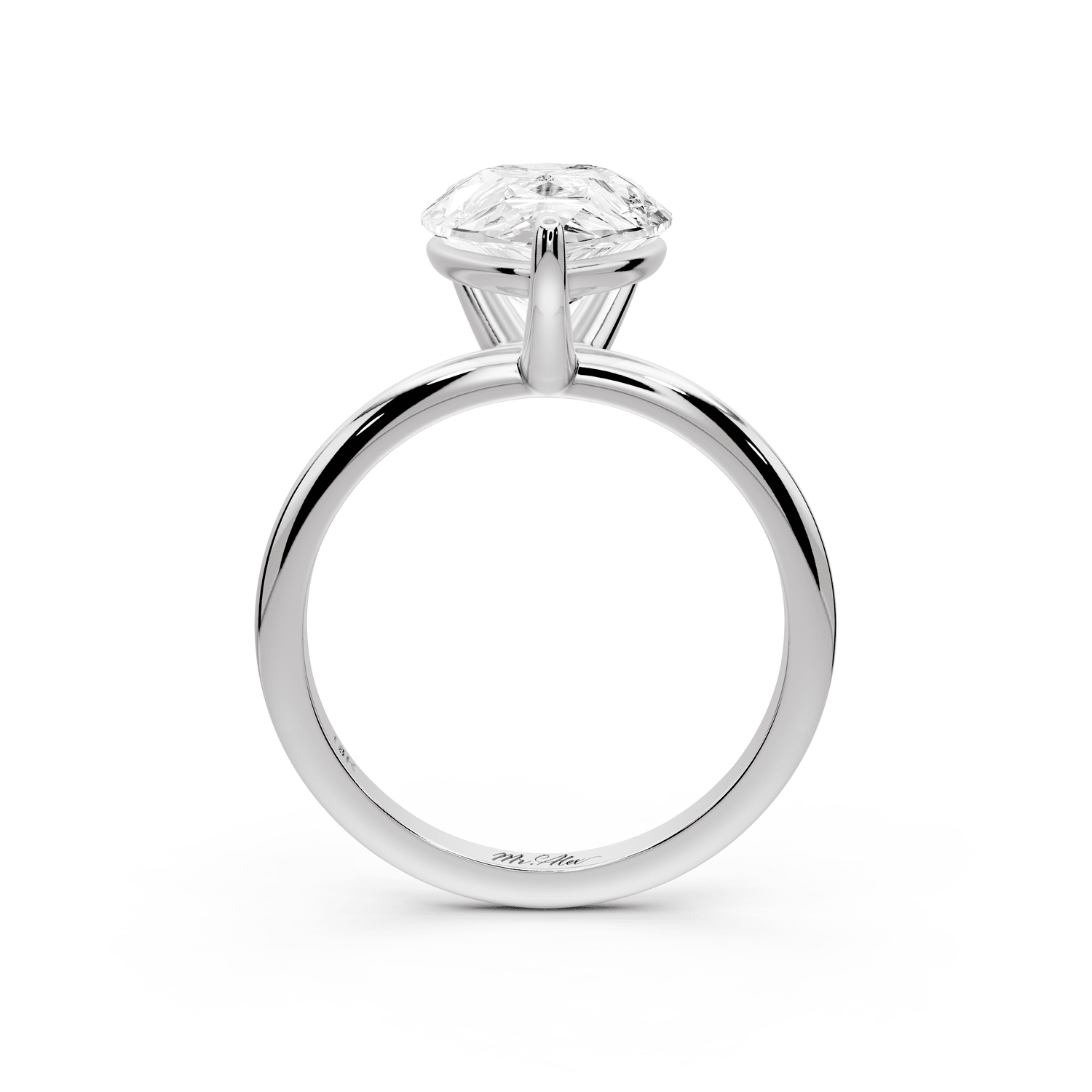 Odessa - 4ct 14k white gold pear Knife Edge Solitaire Engagement Ring - Mr. Alex Jewelry