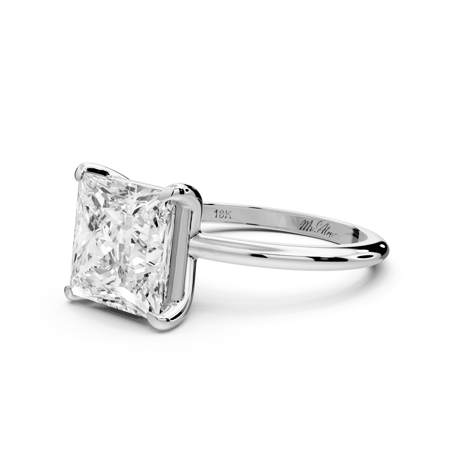 Odessa - 4ct 14k white gold princess Knife Edge Solitaire Engagement Ring - Mr. Alex Jewelry