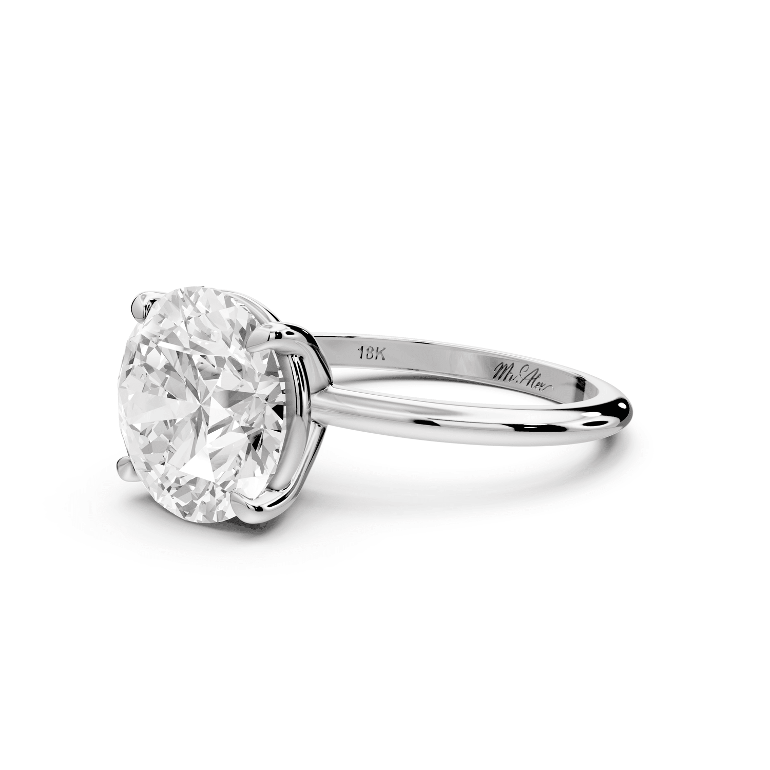 Odessa - 4ct 14k white gold round Knife Edge Solitaire Engagement Ring - Mr. Alex Jewelry