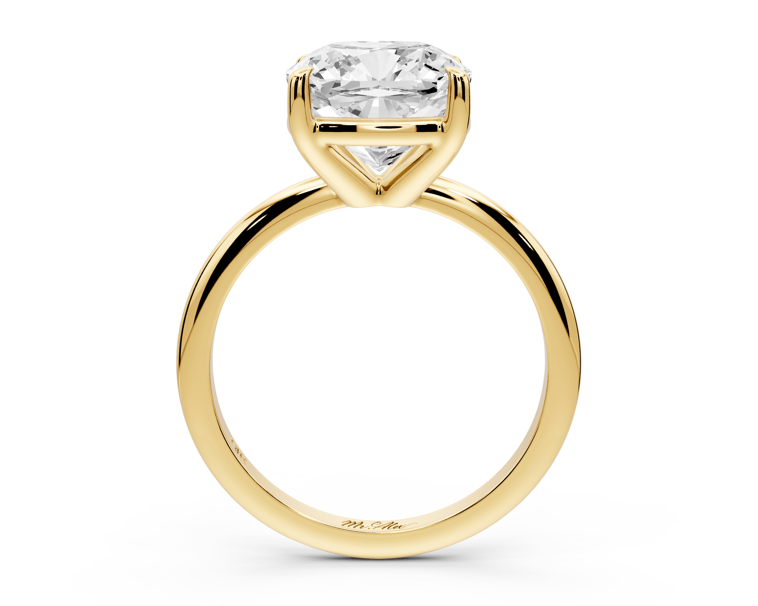 Odessa - 4ct 14k yellow gold cushion Knife Edge Solitaire Engagement Ring - Mr. Alex Jewelry