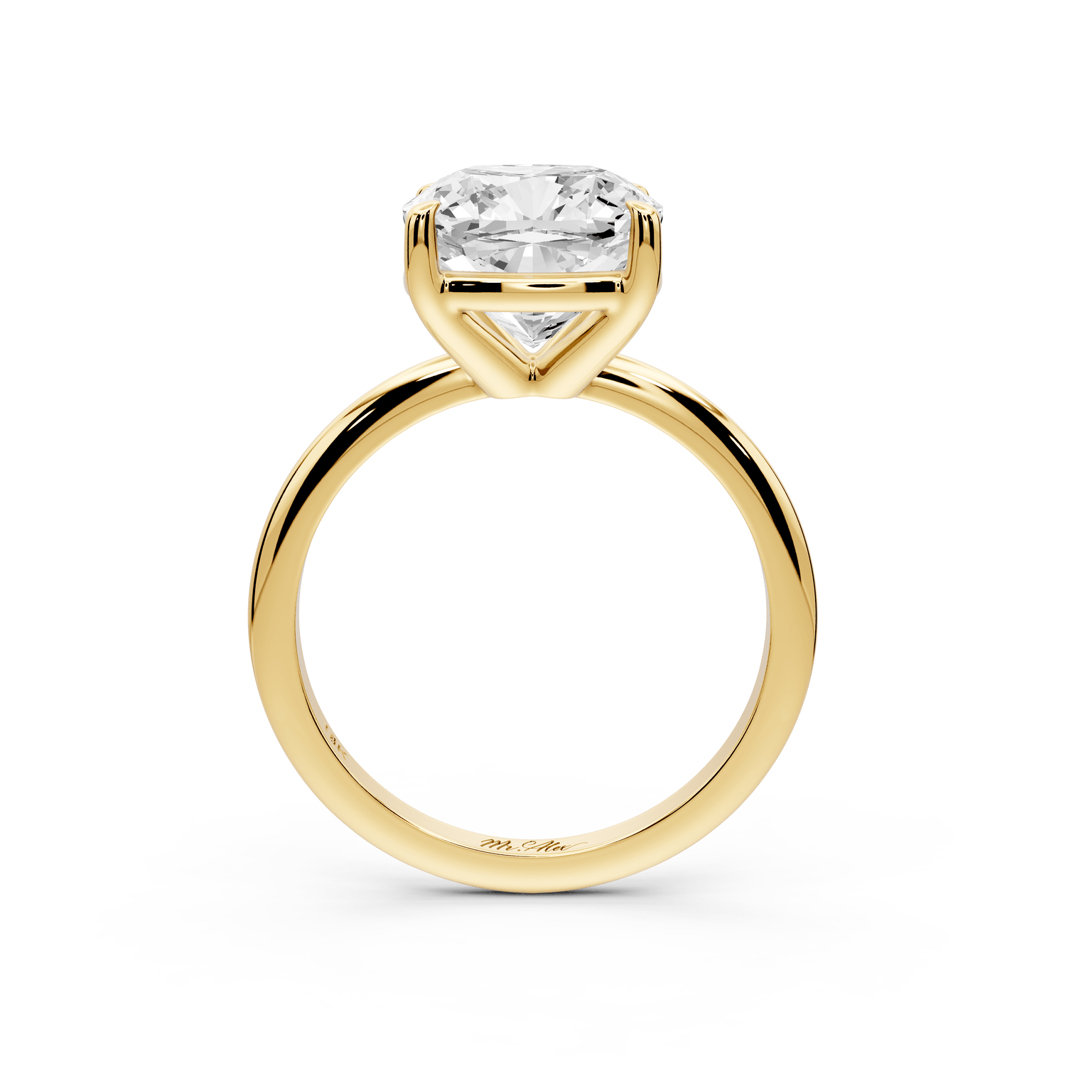 Odessa - 4ct 14k yellow gold cushion Knife Edge Solitaire Engagement Ring - Mr. Alex Jewelry