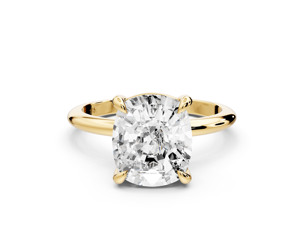 Odessa - 4ct 14k yellow gold Elongated Cushion Knife Edge Solitaire Engagement Ring - Mr. Alex Jewelry