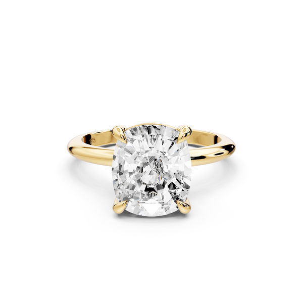 Odessa - 4ct 14k yellow gold Elongated Cushion Knife Edge Solitaire Engagement Ring - Mr. Alex Jewelry