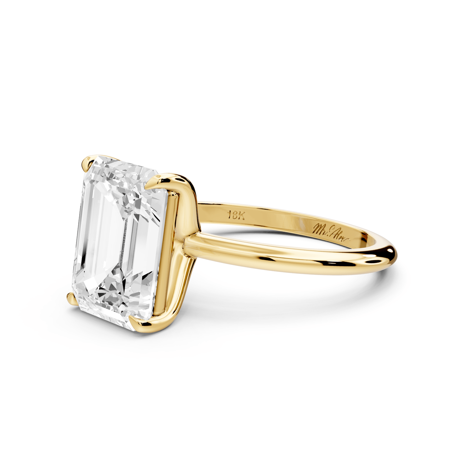Odessa - 4ct 14k yellow gold emerald Knife Edge Solitaire Engagement Ring - Mr. Alex Jewelry