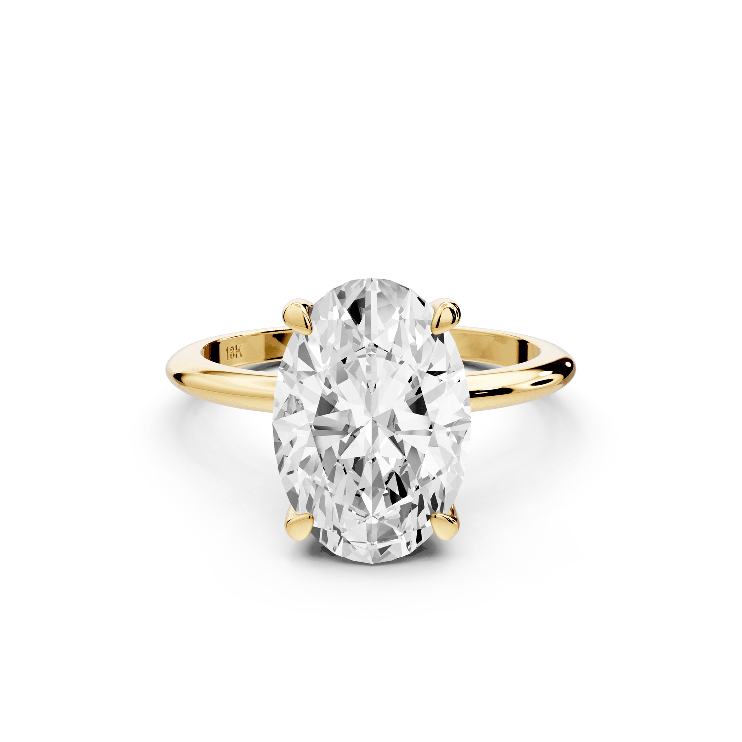 Odessa - 4ct 14k yellow gold oval Knife Edge Solitaire Engagement Ring - Mr. Alex Jewelry