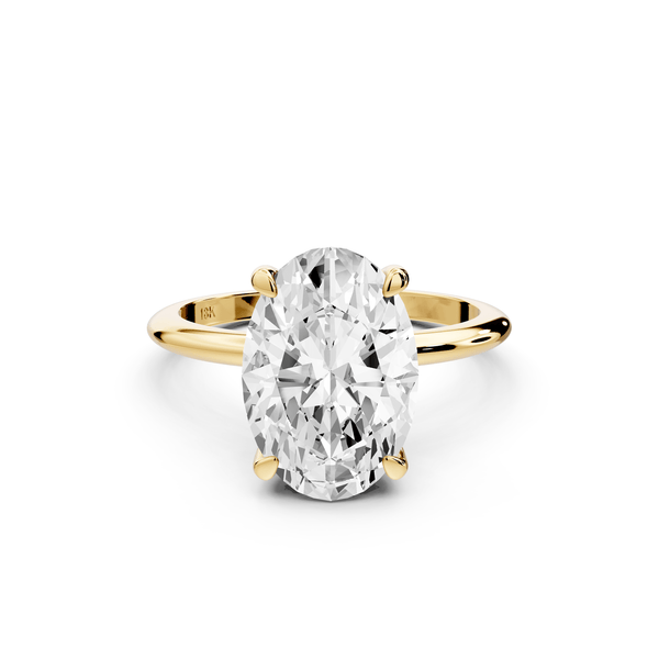 Odessa - 4ct 14k yellow gold oval Knife Edge Solitaire Engagement Ring - Mr. Alex Jewelry