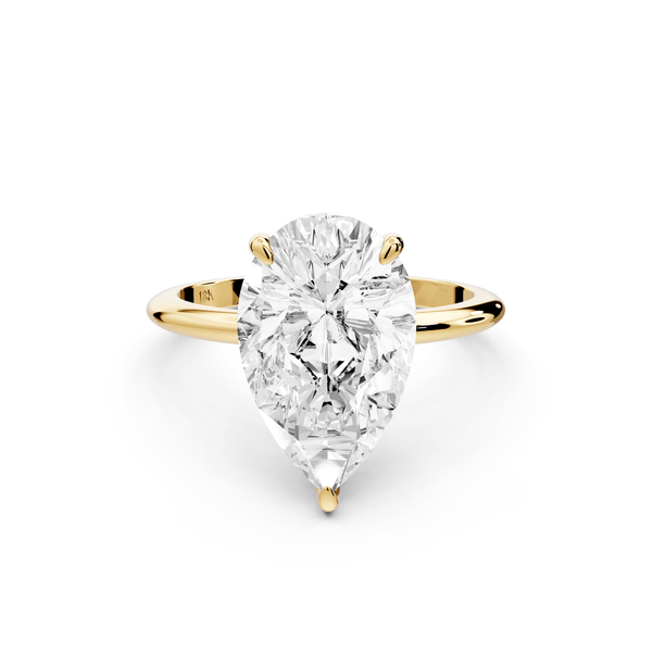 Odessa - 4ct 14k yellow gold pear Knife Edge Solitaire Engagement Ring - Mr. Alex Jewelry