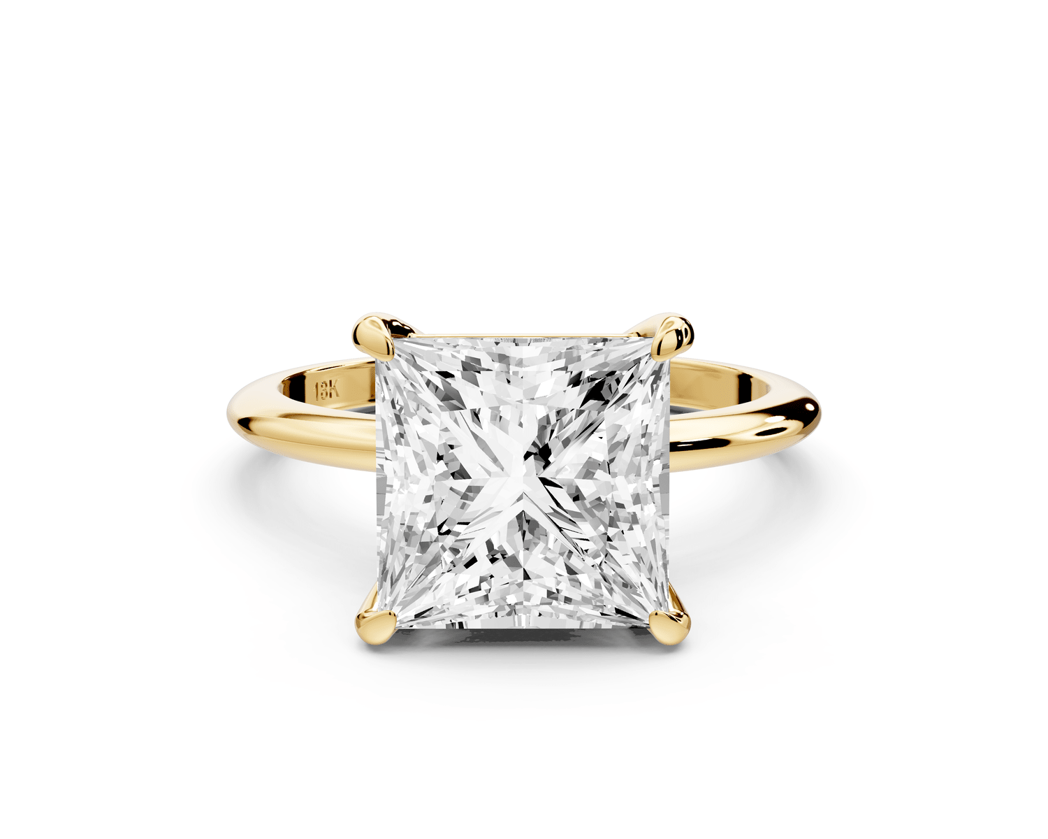 Odessa - 4ct 14k yellow gold princess Knife Edge Solitaire Engagement Ring - Mr. Alex Jewelry