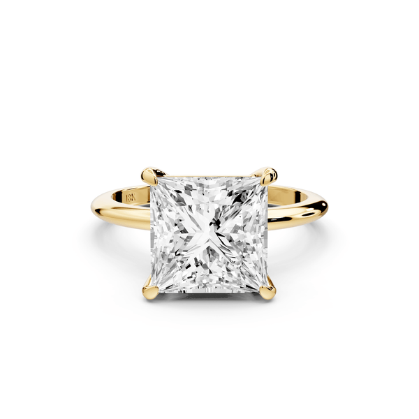 Odessa - 4ct 14k yellow gold princess Knife Edge Solitaire Engagement Ring - Mr. Alex Jewelry