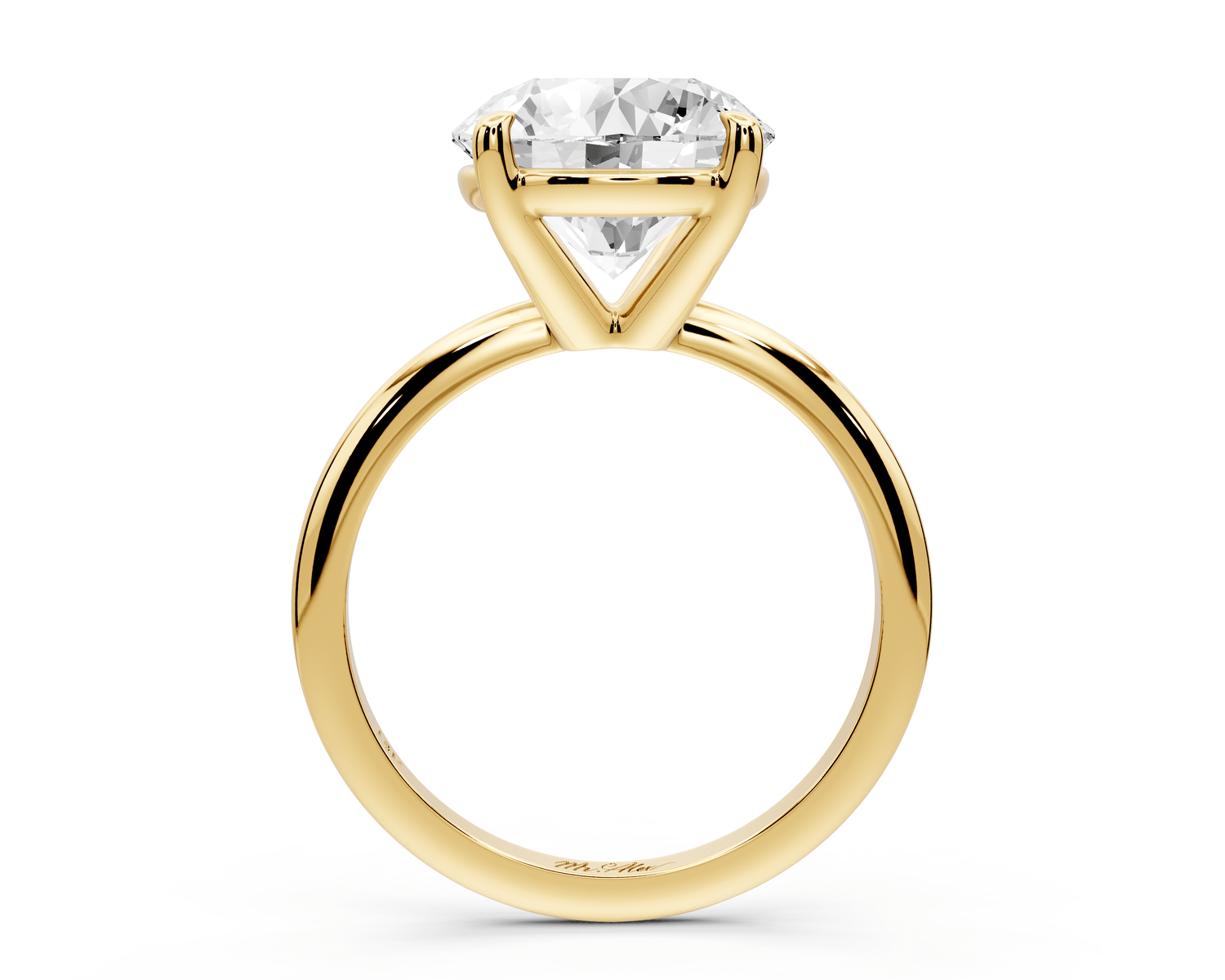 Odessa - 4ct 14k yellow gold round Knife Edge Solitaire Engagement Ring - Mr. Alex Jewelry