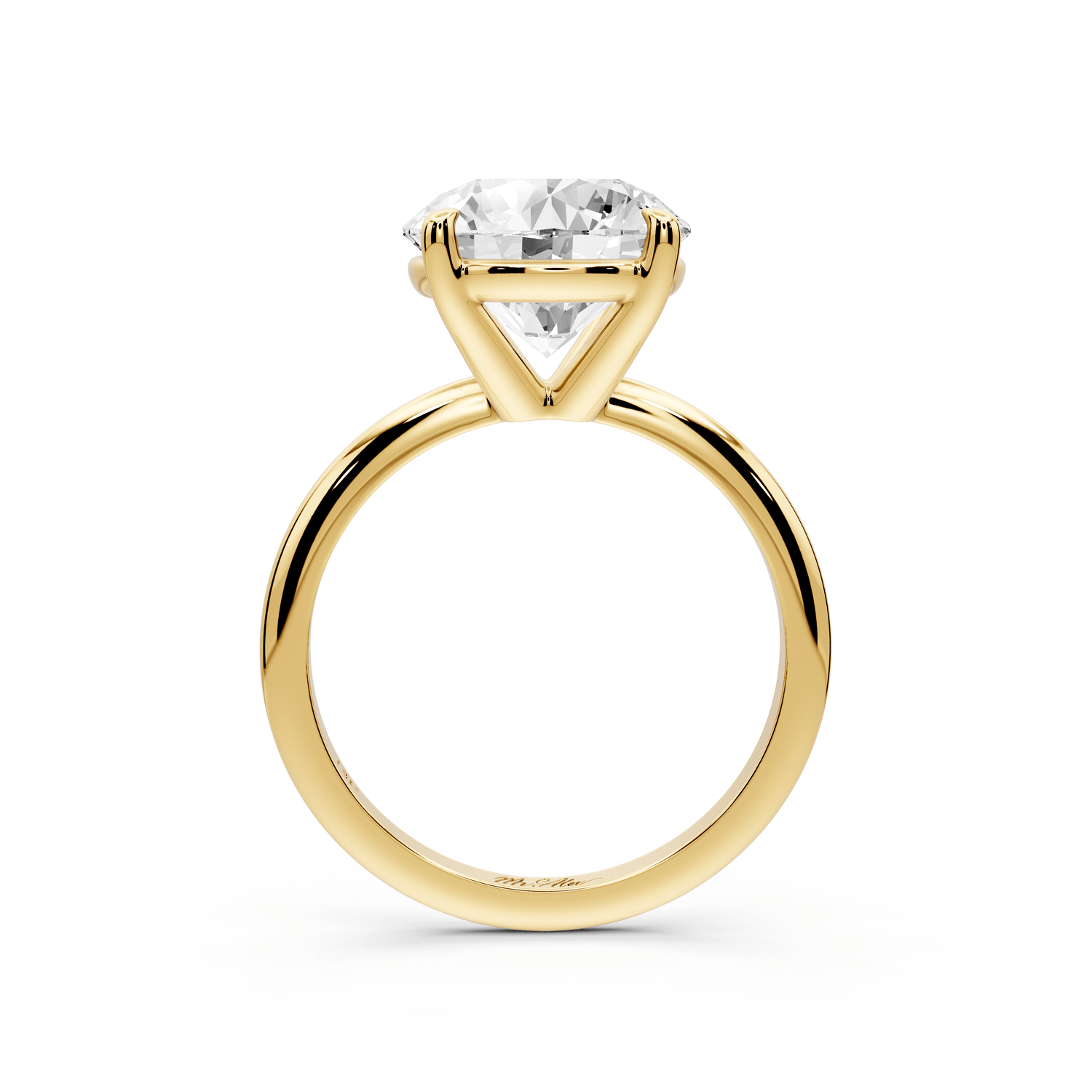 Odessa - 4ct 14k yellow gold round Knife Edge Solitaire Engagement Ring - Mr. Alex Jewelry