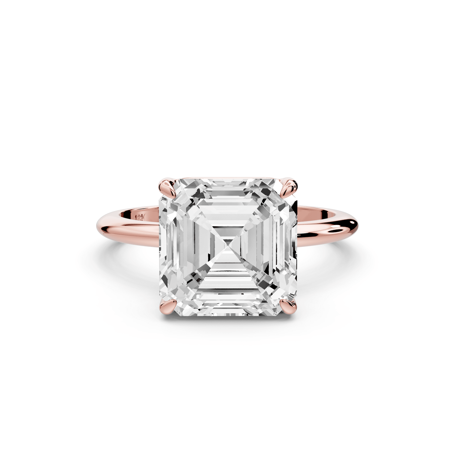 Odessa - 4ct 18k rose gold asscher Knife Edge Solitaire Engagement Ring - Mr. Alex Jewelry