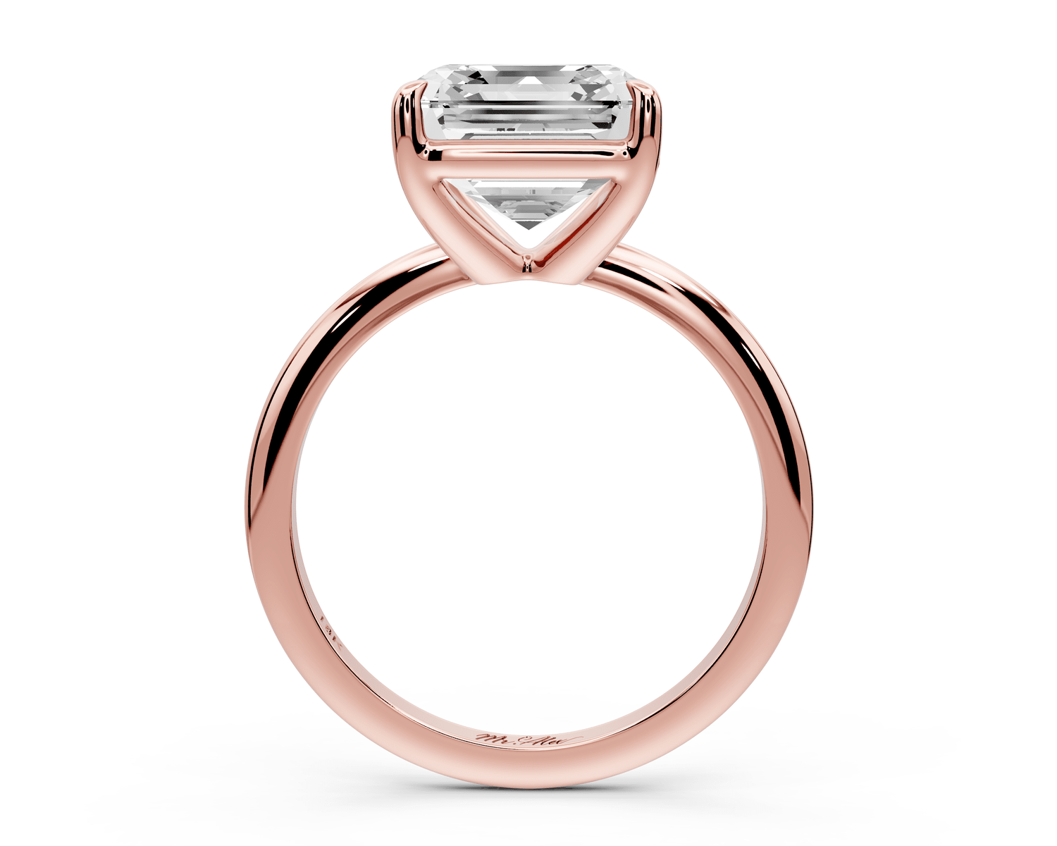 Odessa - 4ct 18k rose gold asscher Knife Edge Solitaire Engagement Ring - Mr. Alex Jewelry