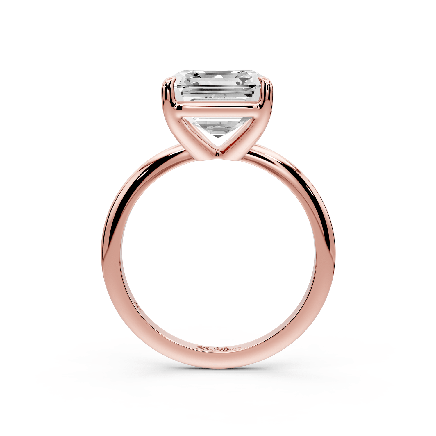 Odessa - 4ct 18k rose gold asscher Knife Edge Solitaire Engagement Ring - Mr. Alex Jewelry