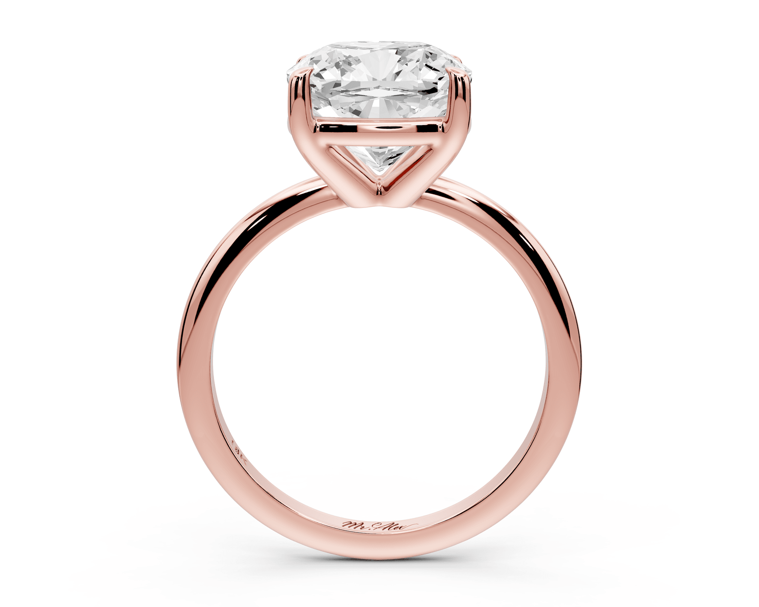 Odessa - 4ct 18k rose gold cushion Knife Edge Solitaire Engagement Ring - Mr. Alex Jewelry