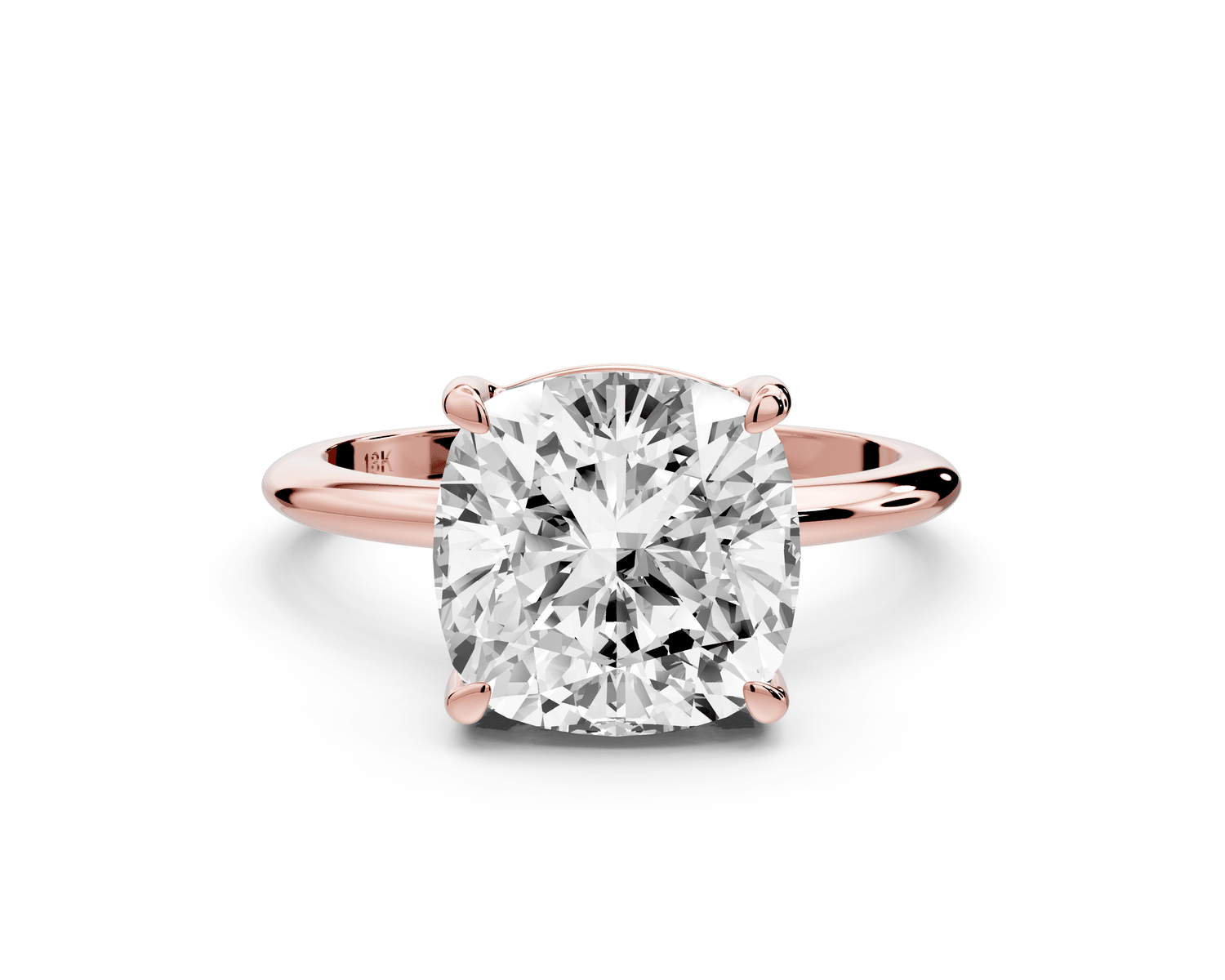Odessa - 4ct 18k rose gold cushion Knife Edge Solitaire Engagement Ring - Mr. Alex Jewelry
