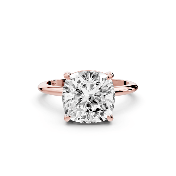 Odessa - 4ct 18k rose gold cushion Knife Edge Solitaire Engagement Ring - Mr. Alex Jewelry