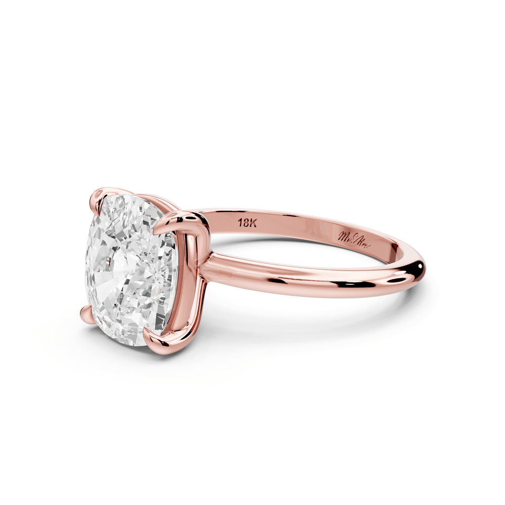 Odessa - 4ct 18k rose gold Elongated Cushion Knife Edge Solitaire Engagement Ring - Mr. Alex Jewelry