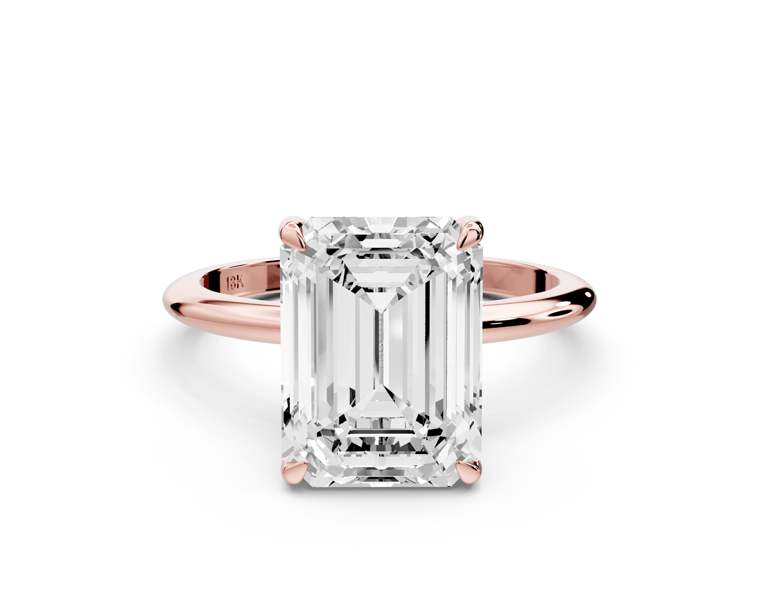 Odessa - 4ct 18k rose gold emerald Knife Edge Solitaire Engagement Ring - Mr. Alex Jewelry