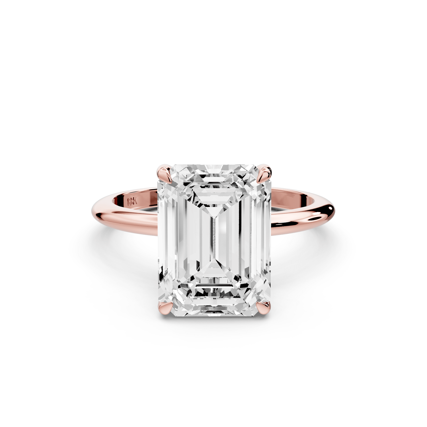 Odessa - 4ct 18k rose gold emerald Knife Edge Solitaire Engagement Ring - Mr. Alex Jewelry