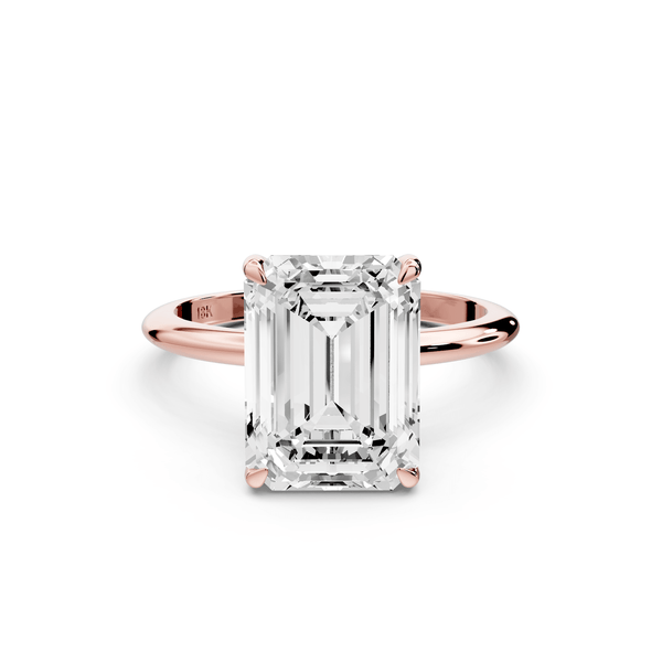 Odessa - 4ct 18k rose gold emerald Knife Edge Solitaire Engagement Ring - Mr. Alex Jewelry