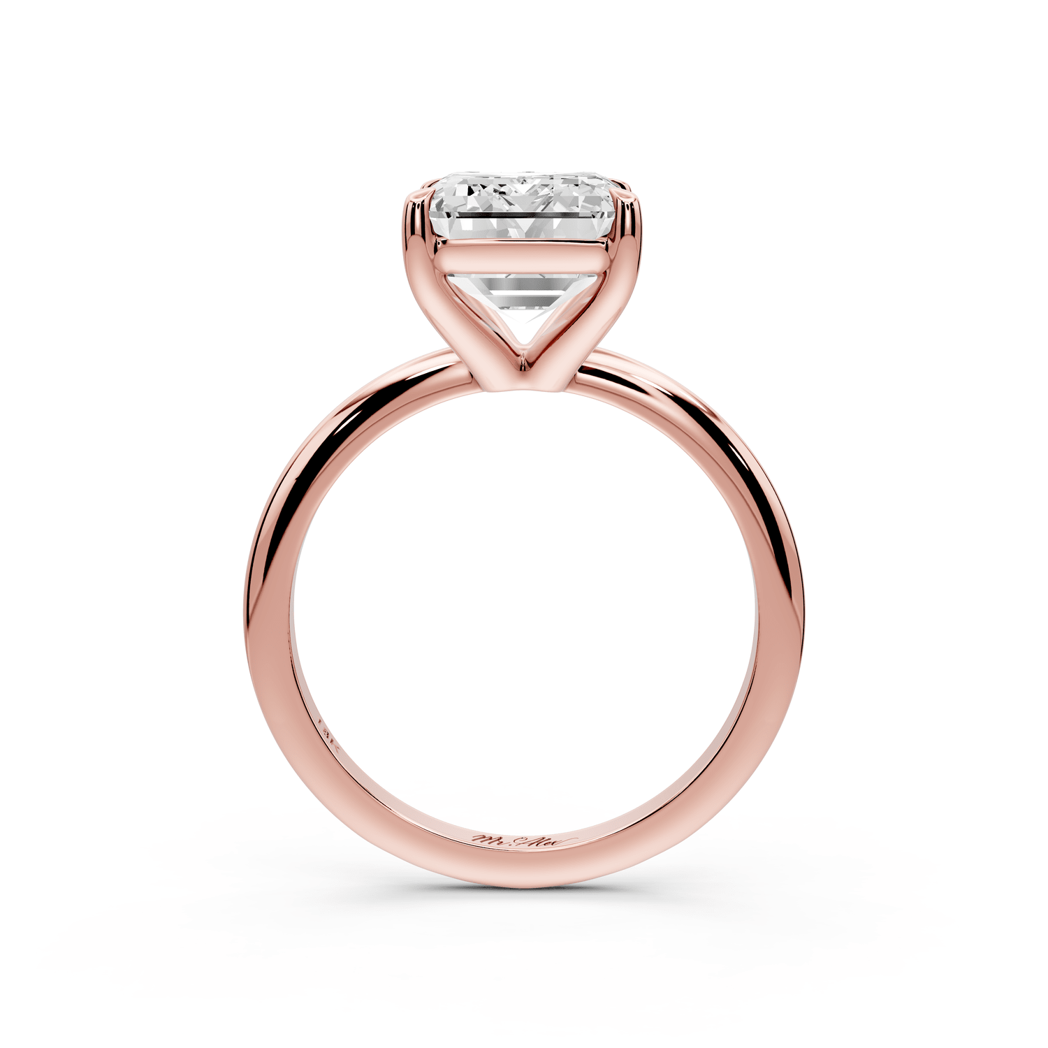 Odessa - 4ct 18k rose gold emerald Knife Edge Solitaire Engagement Ring - Mr. Alex Jewelry