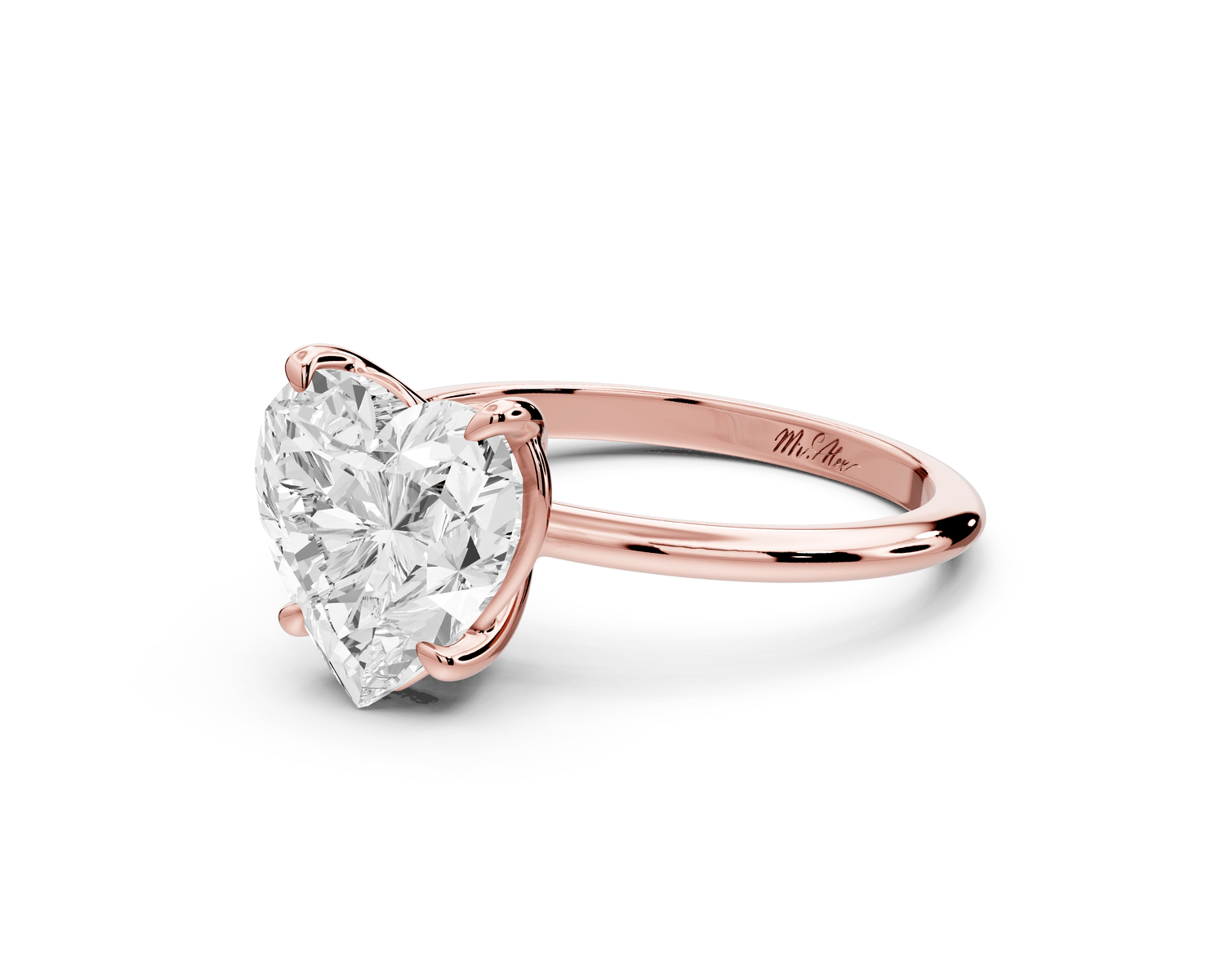 Odessa - 4ct 18k rose gold heart Knife Edge Solitaire Engagement Ring - Mr. Alex Jewelry