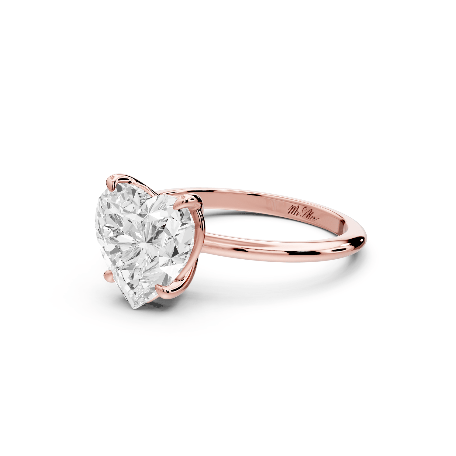 Odessa - 4ct 18k rose gold heart Knife Edge Solitaire Engagement Ring - Mr. Alex Jewelry