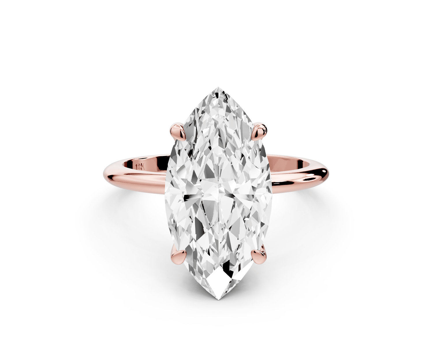 Odessa - 4ct 18k rose gold marquise Knife Edge Solitaire Engagement Ring - Mr. Alex Jewelry