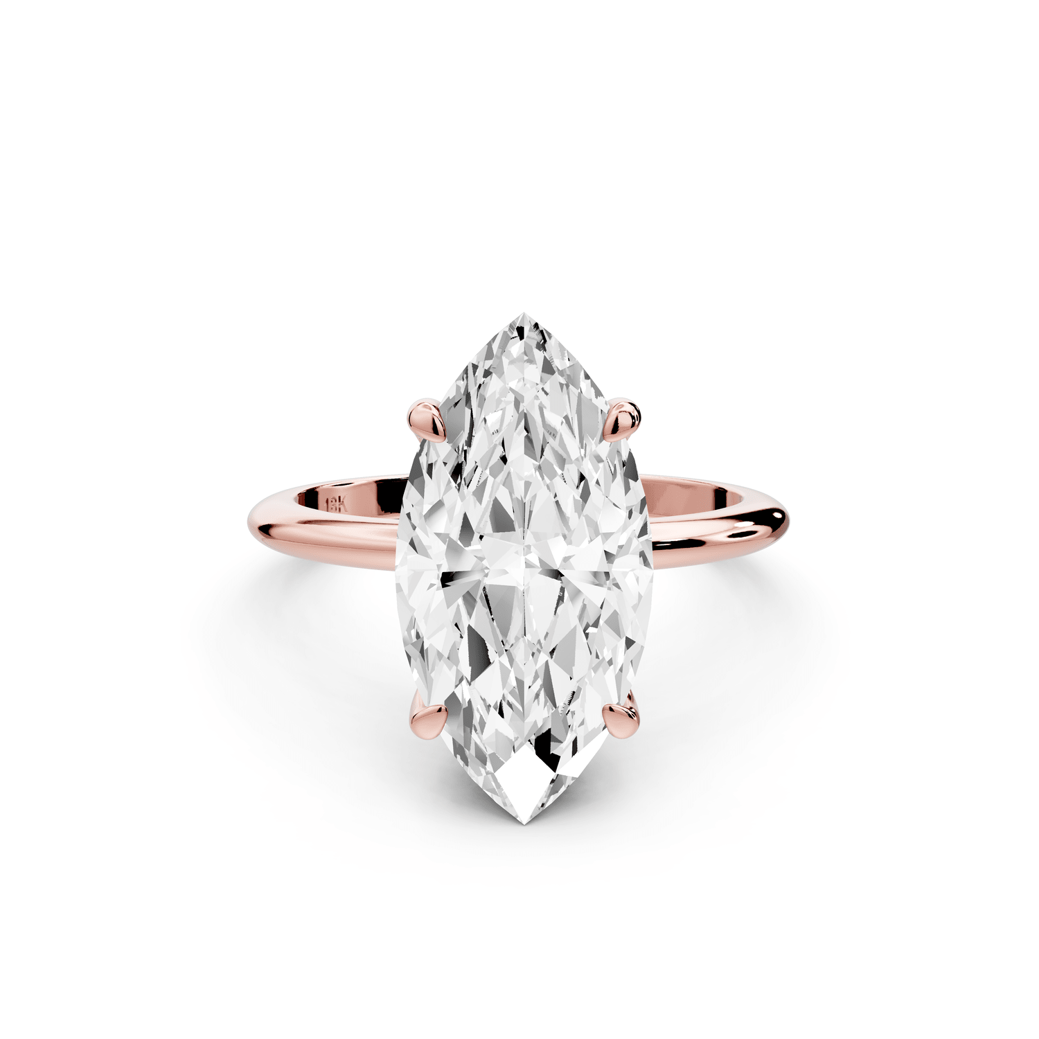 Odessa - 4ct 18k rose gold marquise Knife Edge Solitaire Engagement Ring - Mr. Alex Jewelry